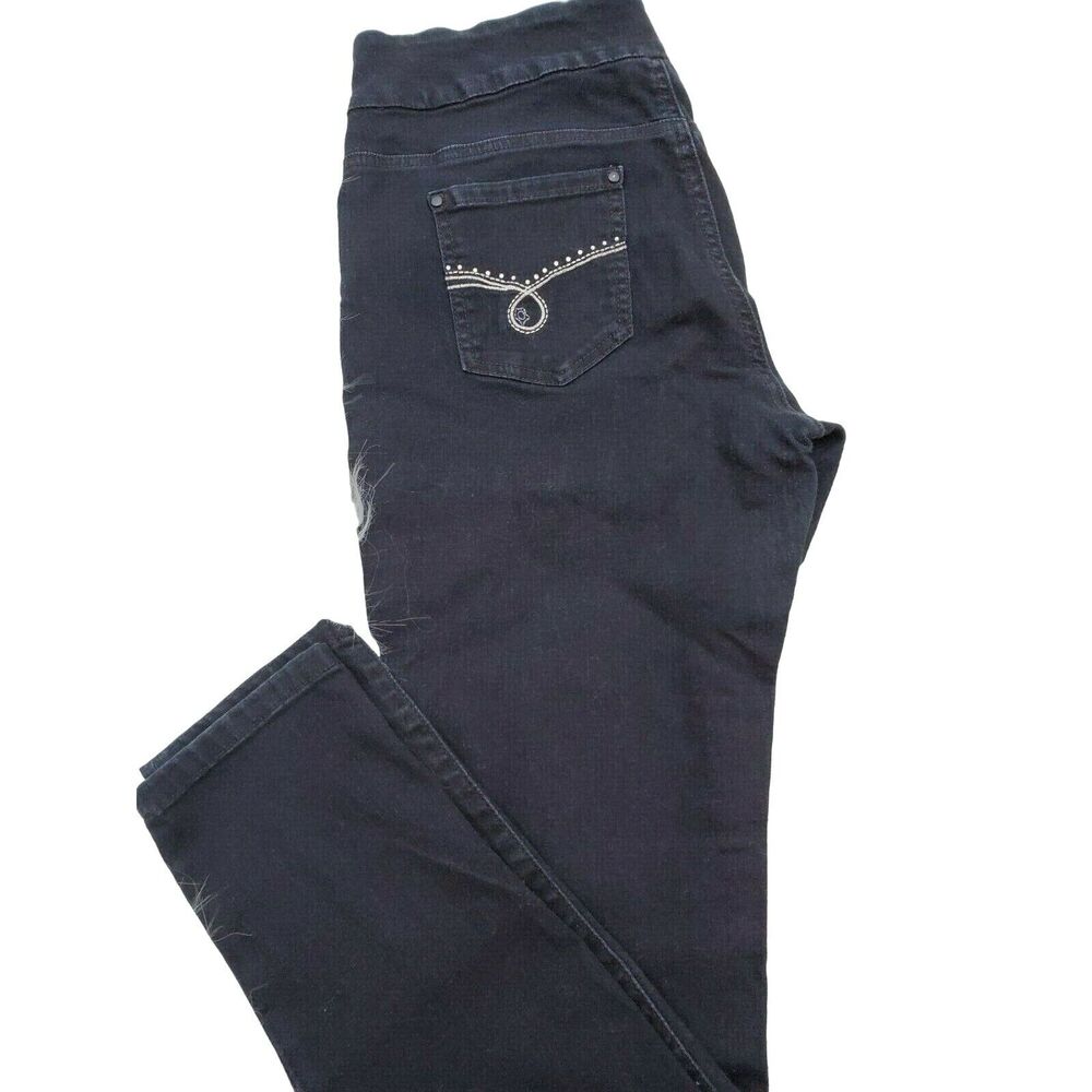 Bluberry Brand black stretch denim high rise straight leg womans size 14‎ Jeans